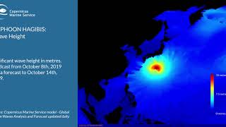 Typhoon Hagibis: Copernicus Marine Significant Wave Height Model Forecast