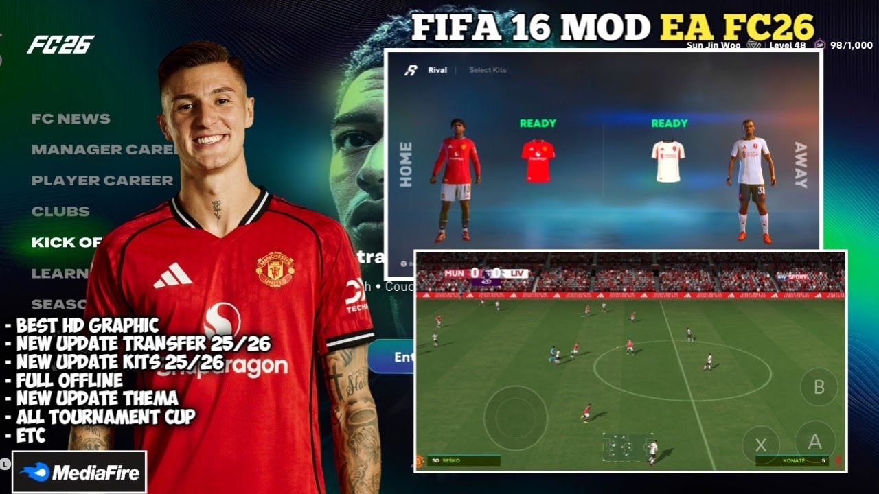 FIFA 16 MOD EA FC26 FULL TOURNAMENT CUP NEW TEMA UPDATE TRANSFER & KITS 25/26 DI ANDROID 
