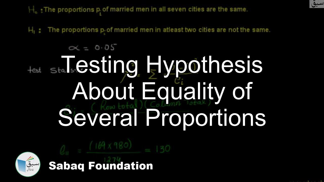 null hypothesis test for equality