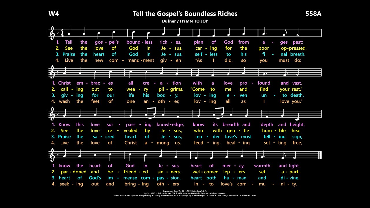 Tell the Gospel's Boundless Riches [Dufner / HYMN TO JOY] W4:558A - YouTube