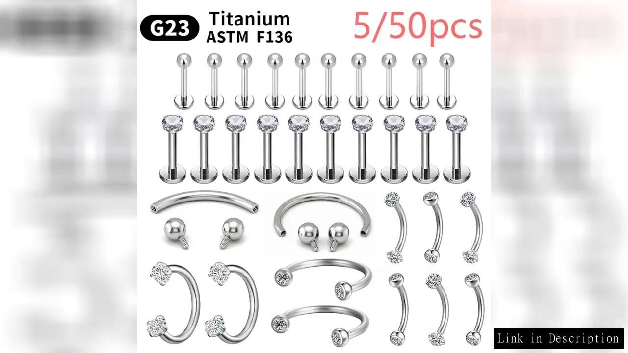 Wholesale 5/50PCS G23 Titanium Eyebrow Piercing Nose Ring Septum Helix Cartilage Piercing C rod Body