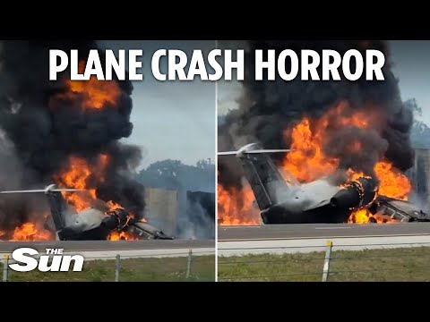 Horror plane crash in Florida as jet smashes into cars during emergency landing