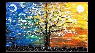 night painting tree techniques