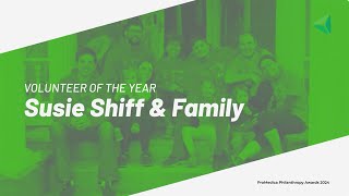 ProMedica’s 2024 Volunteer of the Year - Susie Shiff and Family
The ProMedica Volunteer of the Year is given by the ProMedica Foundation to an individual or group whose unselfish and dedicated service has made a significant difference in the lives of our patients, families, and community. This year’s award goes to Susie Shiff and her family in recognition of their continued efforts in memory of Jeff Shiff, an avid runner from Fostoria, Ohio, who passed away in 2008 after a nine-year battle with colon cancer. In his honor, Susie and their four children—Molly, Betsy, Alex, and Sam—created the annual Run the Res event in Fostoria, now in its 12th year. To date, the Shiff family has raised more than $68,500 to support cancer patients and their families.
SUBSCRIBE TO PROMEDICA TV: https://www.youtube.com/ProMedicaTV
Subscribe to our channel to hear stories from patients, learn about trending topics in our communities, or to pick up wellness tips and recipes that you can use every day. At ProMedica, our Mission is to improve your health and well-being.
VISIT OUR SITES:
Website: https://www.promedica.org
ProMedica Blog: https://promedica.org/blog
Facebook: http://www.facebook.com/promedicahealth
Twitter: http://www.twitter.com/promedicahealth
LinkedIn: http://www.linkedin.com/company/promedica ProMedica’s 2024 Volunteer of the Year - Susie Shiff and Family