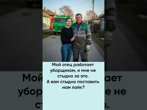 Отец работает уборщиком и ей не стыдно. Заслуживает уважения!