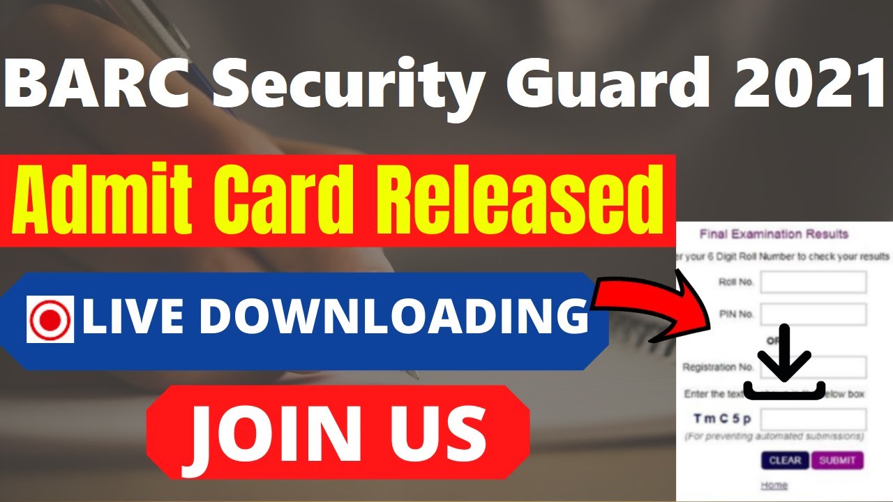 BARC Security Guard 2021 Admit Card (Released) - Download BARC Security Guard 2021 Hall Ticket Here