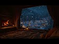 Peaceful Snowfall & Crackling Fireplace | Cozy Night Ambience for Deep Sleep & Insomnia Relief 😴