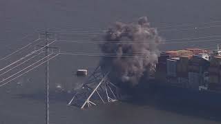 Live: Controlled explosive demolition of collapsed Baltimore Key bridge | NBC4 Washington