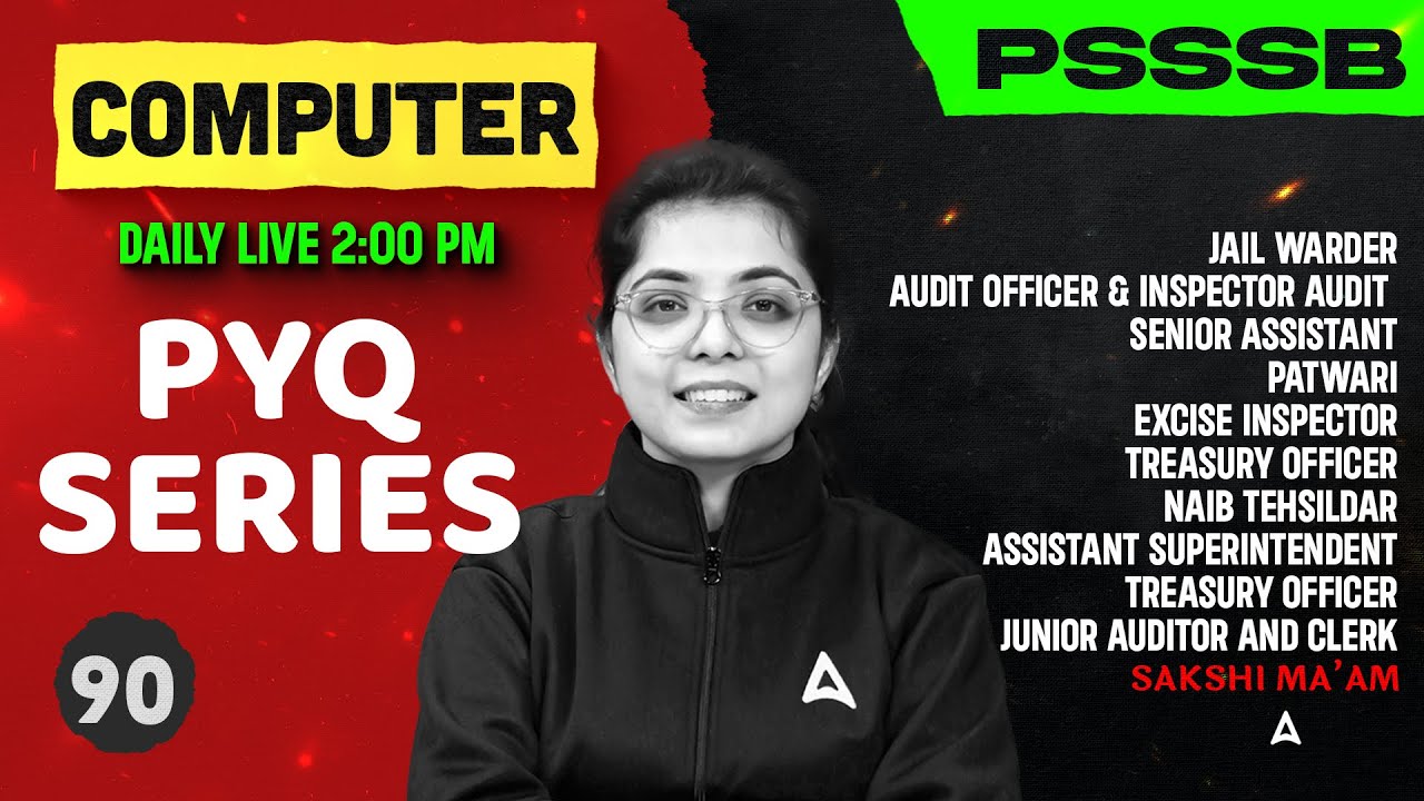 PSSSB Senior Assistant / Jail Warder Exams 2025 | Computer Previous Year Questions #90