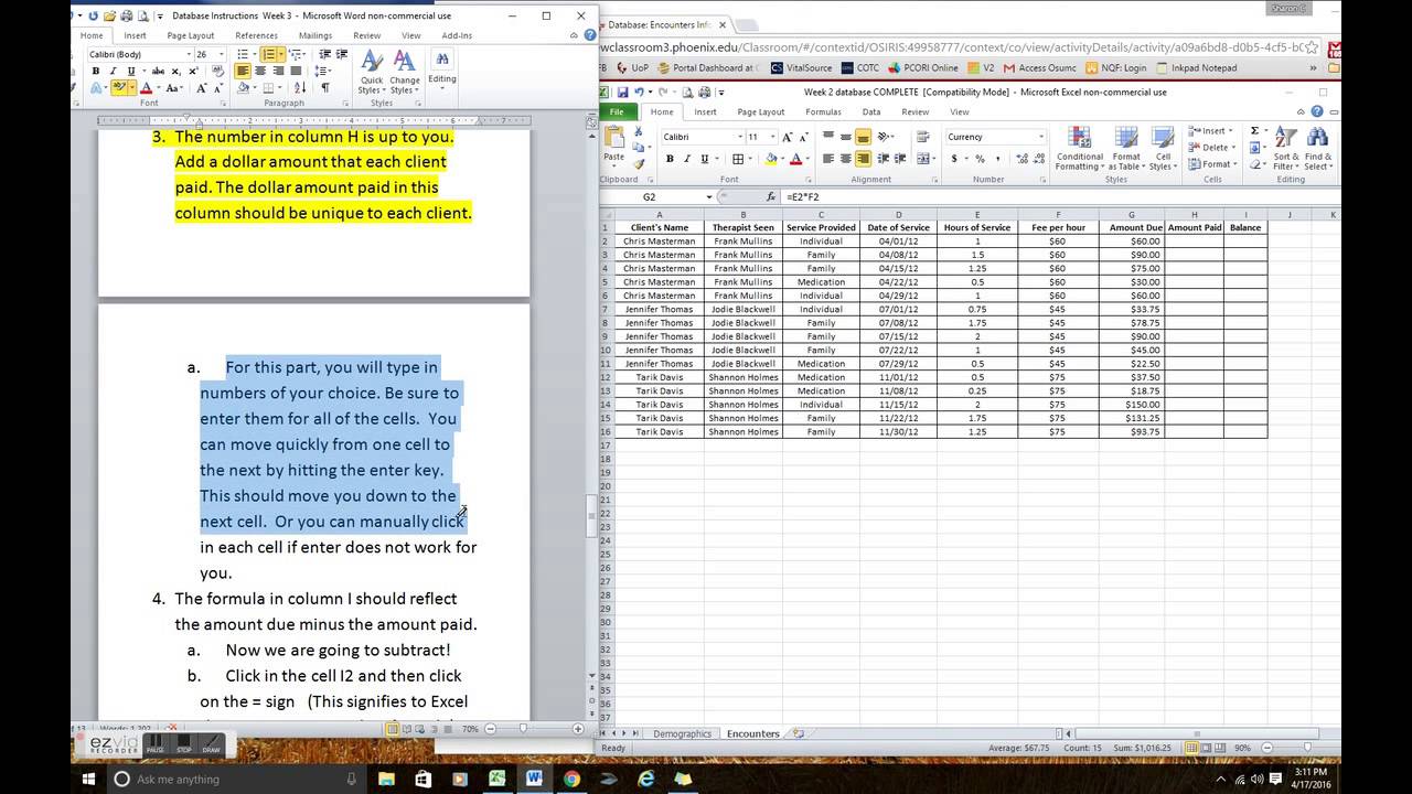 Excel Database Week 3 Assignment - YouTube