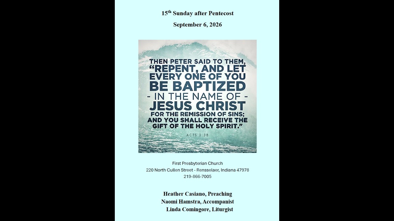 First Presbyterian Church - Rensselaer September 6, 2026 Live Stream