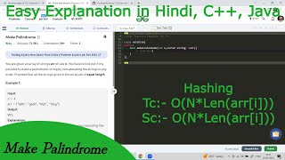 Make Palindrome | Hindi | GFG POTD | C++ | Java | Hashing
