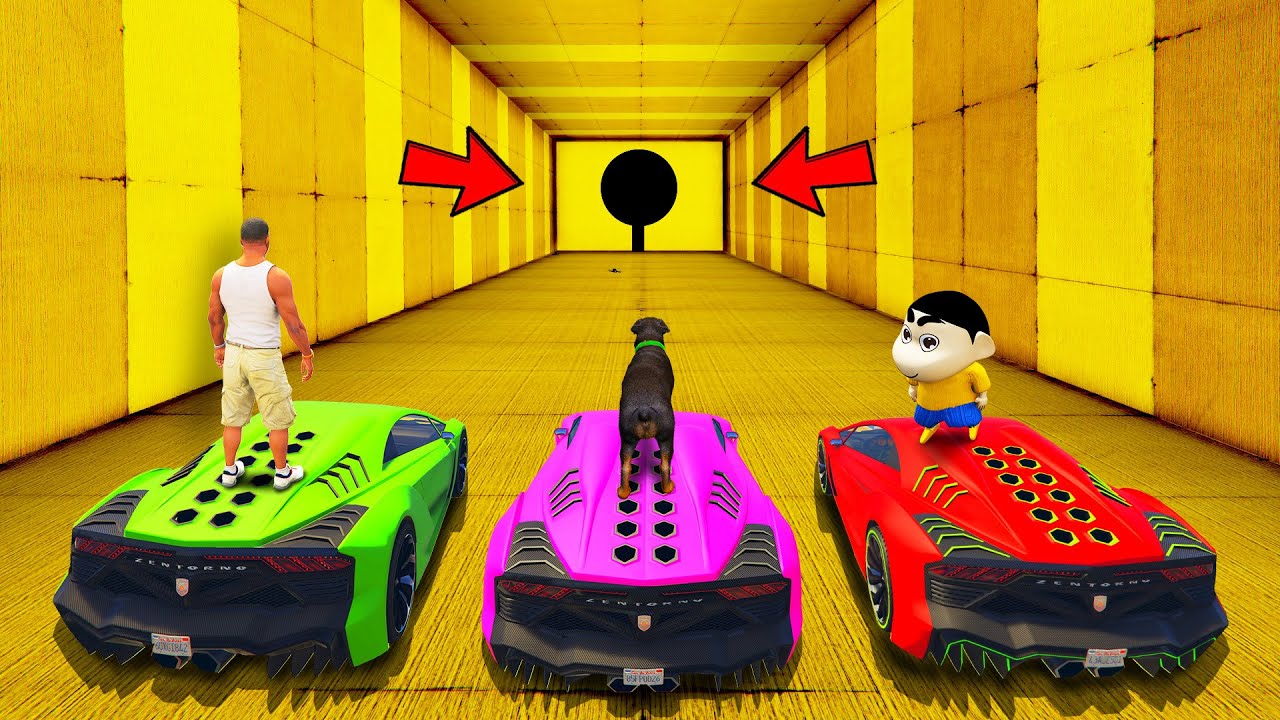 SHINCHAN AND FRANKLIN WENT INTO THE GIANT GOLDEN CLOSED TUNNEL FOR  CRAZY PARKOUR CHALLENGE GTA 5
