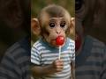 Baby Monkey Tastes a Lollipop... Then Bursts Into Laughter! ✅✳️🍒 #trending #fun