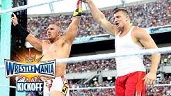 Rob Gronkowski helps Mojo Rawley win the Andre Battle Royal: WrestleMania 33 Kickoff, April 2, 2017