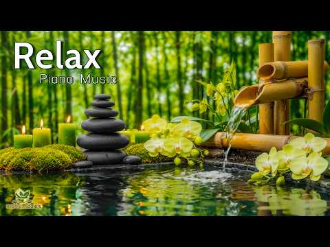 Relaxing Music with Bamboo Water Fountain 🌿 Healing Piano for Deep Sleep, Stress Relief & Meditation