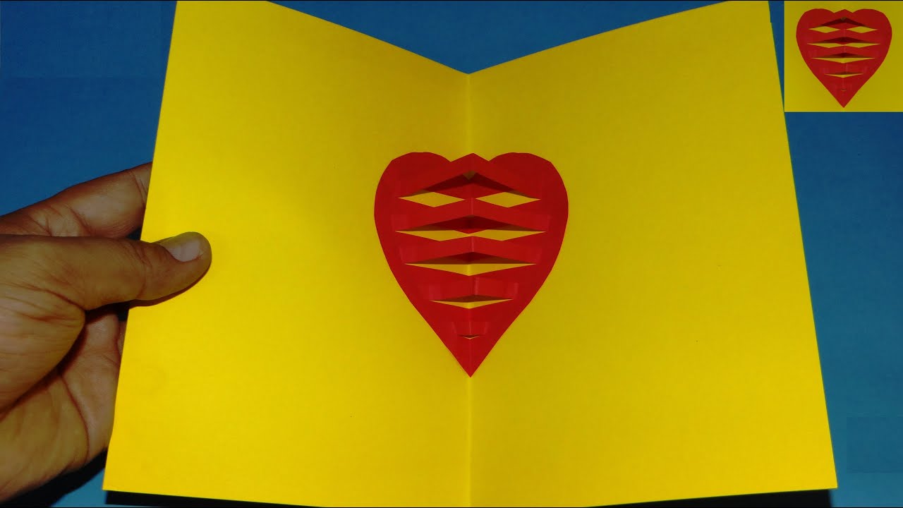 DIY - pop up heart card for valentine day - YouTube