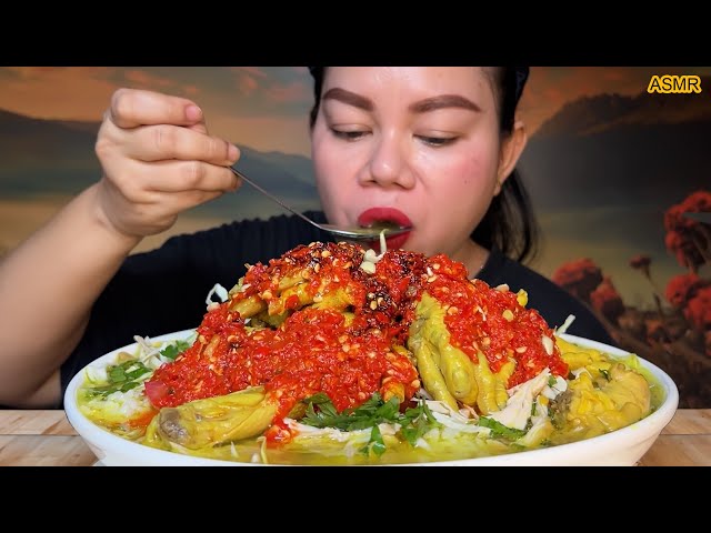 soto ayam ceker kuah kuning,pake nasi sambal rawit  pedas MUKBANG 