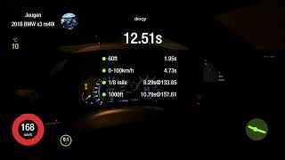 BMW X3 M40i stock, pre opf,0-200kmh acceleration with dragy