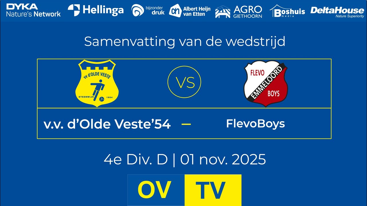 OV-TV | Samenvatting | v.v. d'Olde Veste '54 - Flevo Boys | 01-11-2025 | 4e Div. D