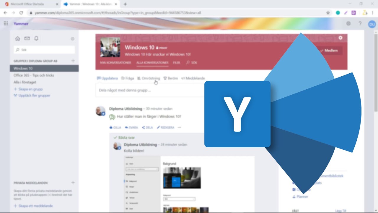 Microsoft Yammer - Office 365 | Onlineutbildning - YouTube