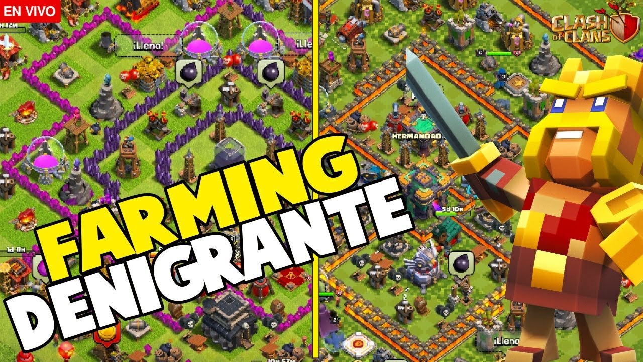 FARMEANDO mis 2 ALDEAS DENIGRANTES en directo y recluto para los juegos Clash of Clans Guillenlp28