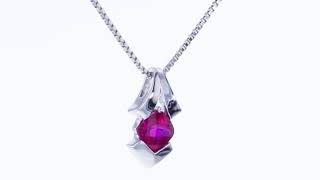 Peora Created Ruby Sterling Silver Pagoda Pendant Necklace SP11630