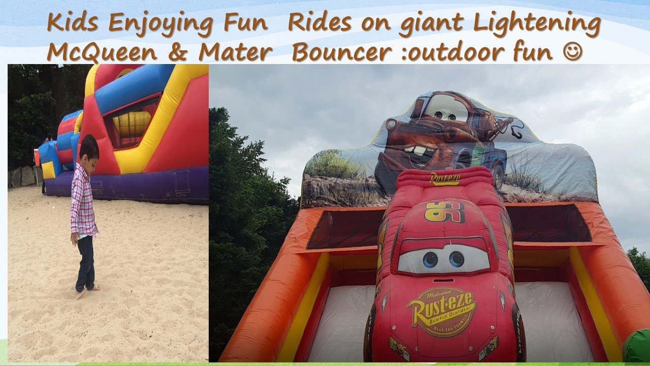 Giant inflatable Lightening Mcqueen Tow Mater slides || kids Family Fun Trip to Farm  WhitePostFarm(