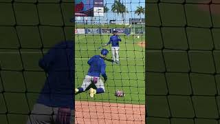 Francisco Lindor fielding drills at 2022 spring training.