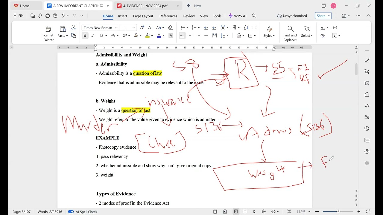 CLP EVIDENCE LAWS REVISION 9.8.2025