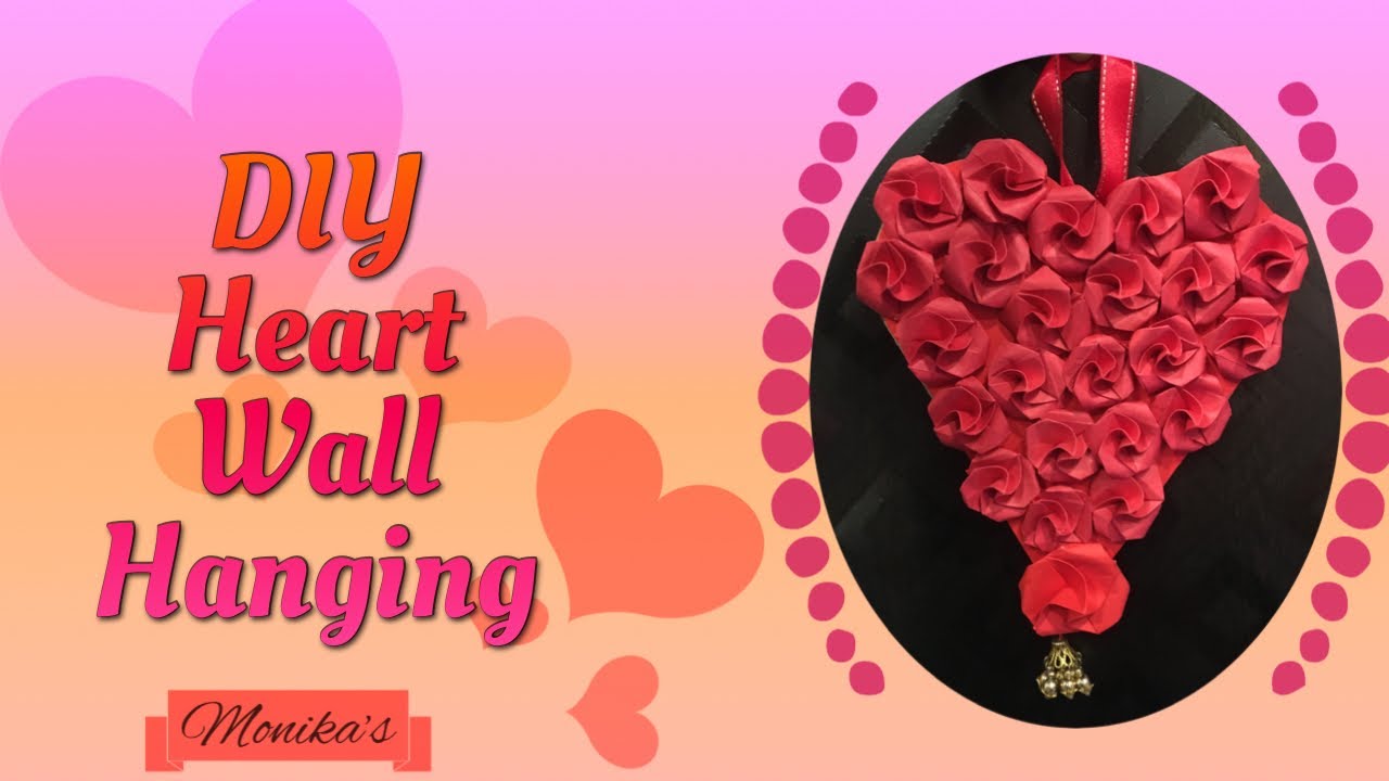 Rose Flower Heart Wall Hanging Heart Hanging cardboard and paper