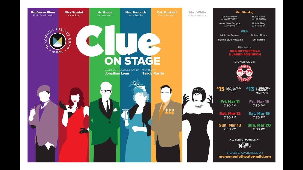 CLUE ON STAGE by the Menomonie Theater Guild