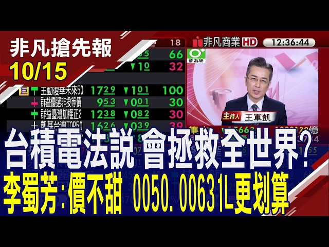 【台積電法說 會拯救全世界? 李蜀芳:價格不甜 0050.00631L更划算】20261015(王軍凱×李蜀芳) @ustvhotstock