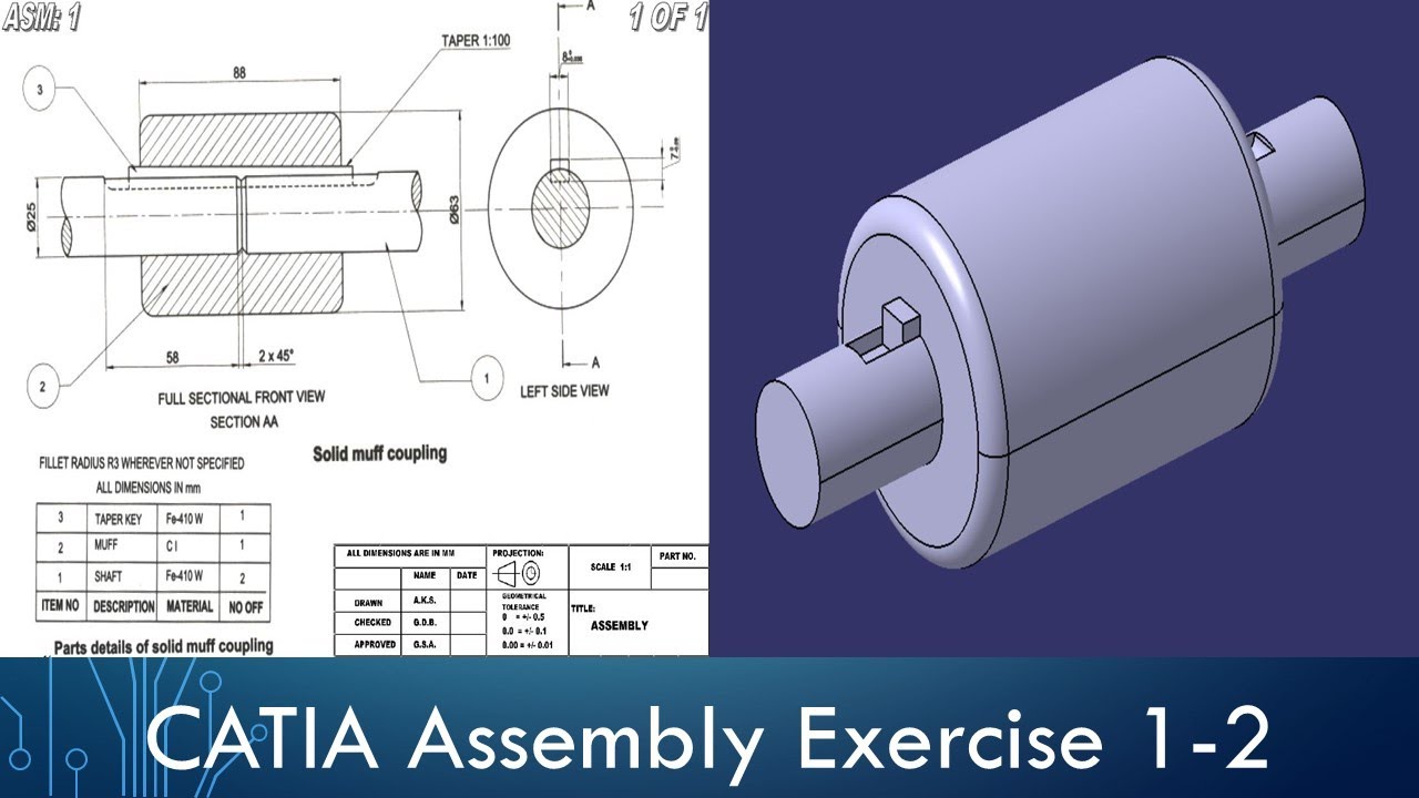 CATIA Assembly Exercise Solid Muff Coupling Part 2 YouTube