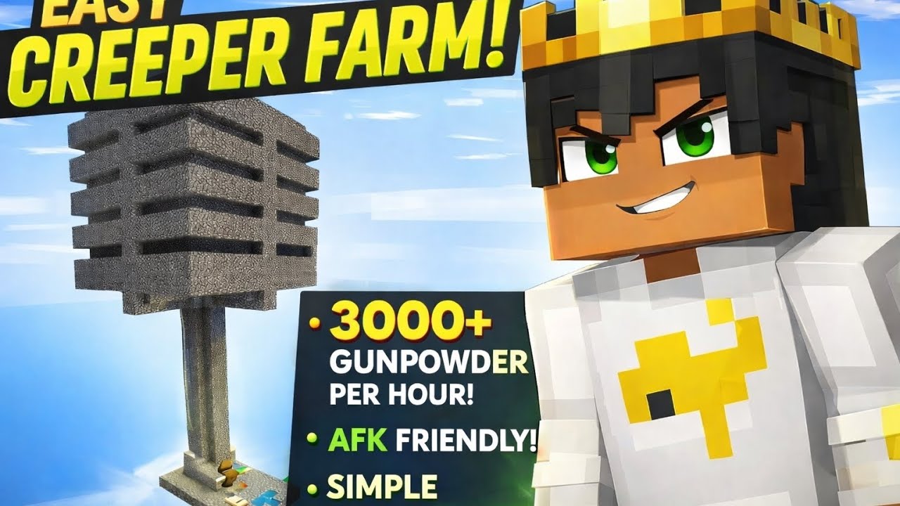Super Efficient Creeper Farm in Minecraft..!