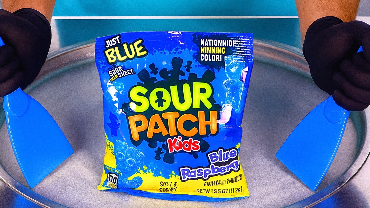 Blue Sour Patch Kids — Ice Cream Rolls | Satisfying Visual ASMR