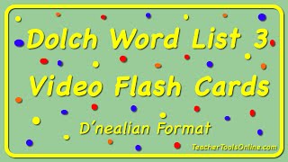 Dolch Word List 3 Video Flash Cards (First) (D'nealian Font)