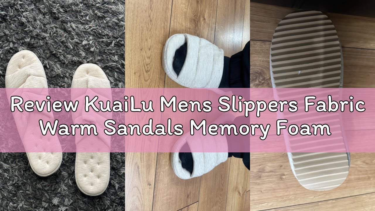 Review KuaiLu Mens Slippers Fabric Warm Sandals Memory Foam Indoor Outdoor House Shoes Comfortable S