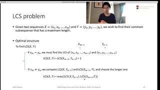 Video 4 for Lecture 6 Dynamic Programming: The Longest Common Subsequence Problem