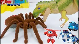 Gogodino Go Go Super Wings Robocar Poli Tayolittlebus Dinosaurs Egg Under Attack By Monster Bugs