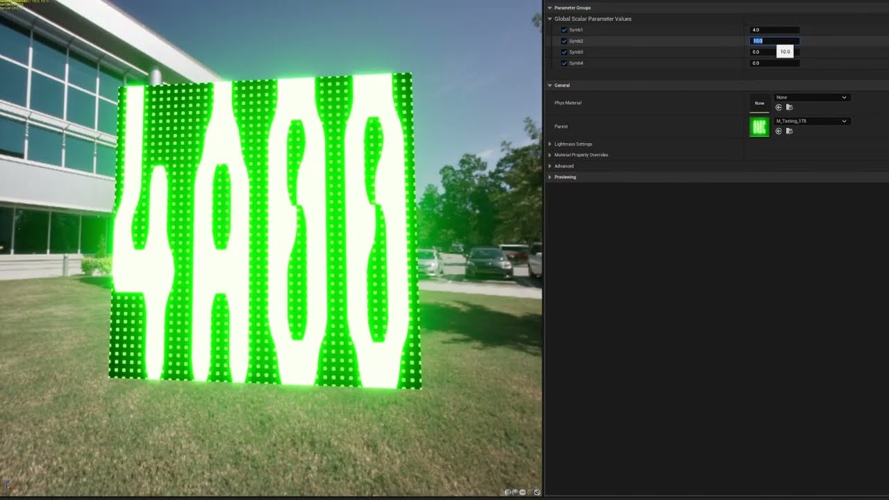 Unreal Engine Material / MiniFont texture and character display