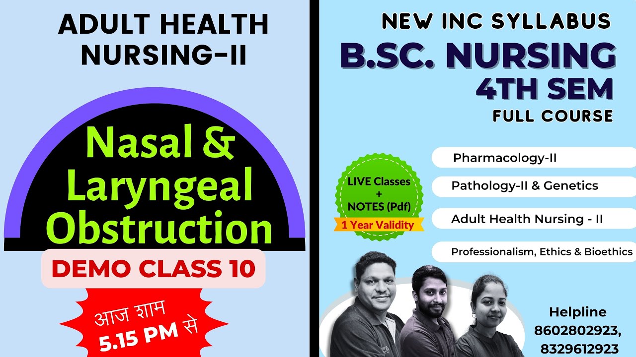 NASAL & LARYNGEAL OBSTRUCTION in hindi Medical Surgical NursingII