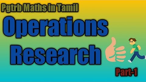 #OperationsResearch#Pgtrb#Maths(Part-1)