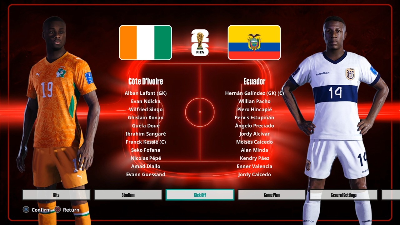 ⚽ COSTA DE MARFIL vs ECUADOR 🎮 | Copa Mundial FIFA 2026 Fase de Grupos | Simulación de Videojuegos thumbnail