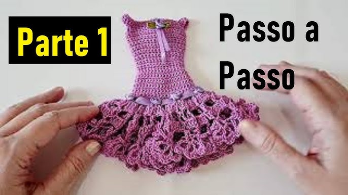 Como Fazer Vestido Longo de Crochê Para Boneca Barbie - Saia Parte 1 - Com  Pecunia Milliom Crochê 