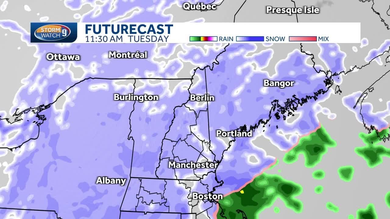 New Hampshire hourly weather: Track snow for Tuesday - YouTube