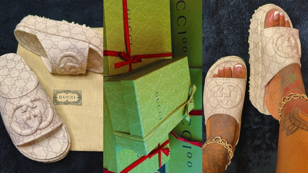 $71 GUCCI SLIDE WITH INTERLOCKING G DUPES | DHGATE UNBOXING | AFFORDABLE  LUXURY - YouTube