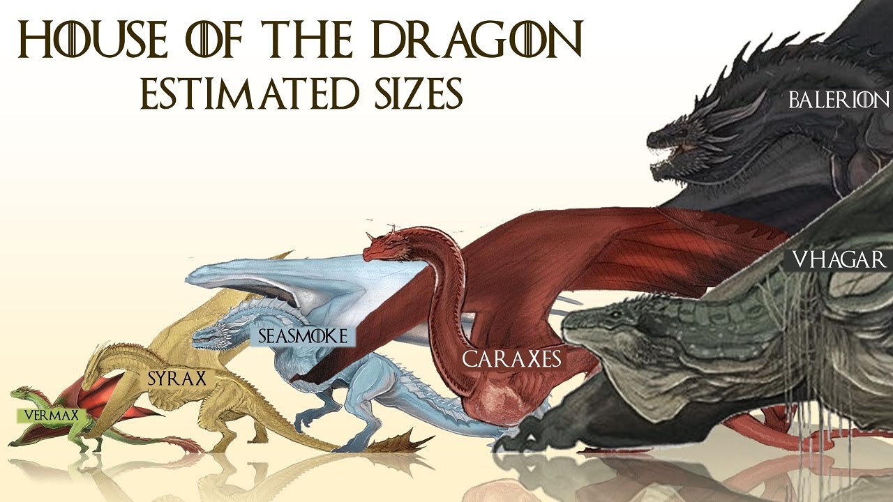 All House Of The Dragon Dragons Estimated Sizes (HOTD Size Comparison