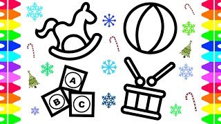Christmas Holiday Coloring Pages for Kids -Baby Christmas Toys Drawing Coloring Book for Children