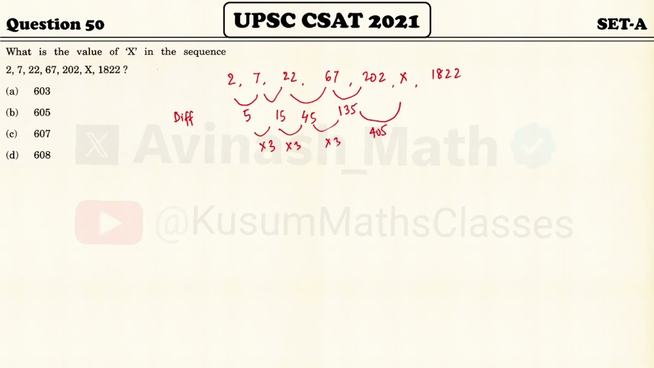 What is the value of 'X' | UPSC CSAT 2021 | 
